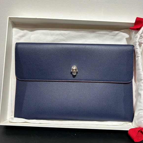 Alexander McQueen Dark Blue Leather Clutch - Picture 2 of 7